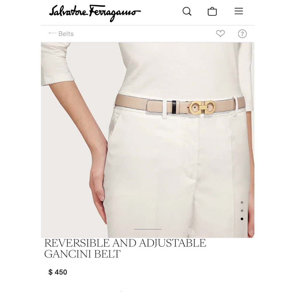 NWOT Salvatore Ferragamo Reversible Gancini Belt